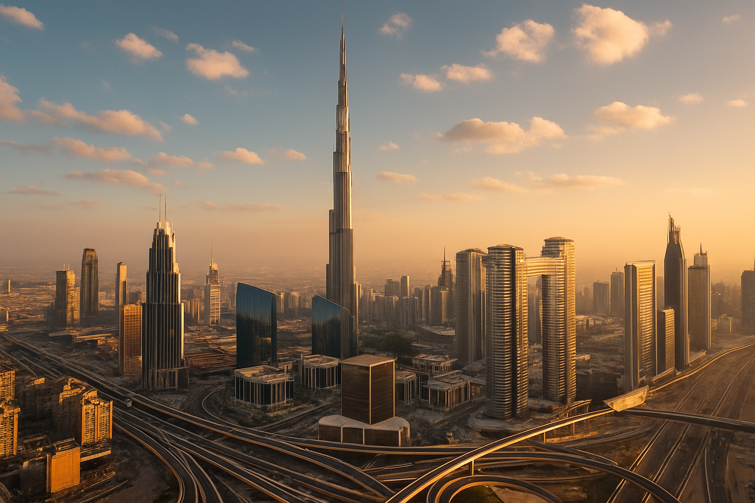 Skyline view of Dubai with Burj Khalifa