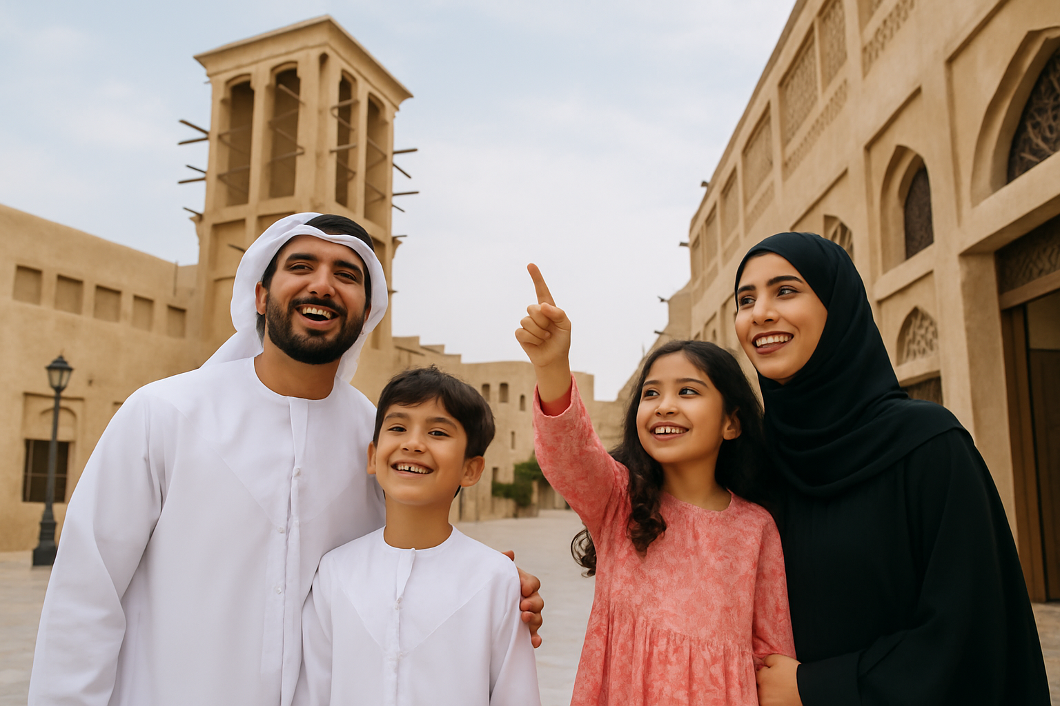 Family enjoying a cultural tour in Dubai